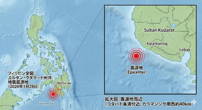 震源地略図