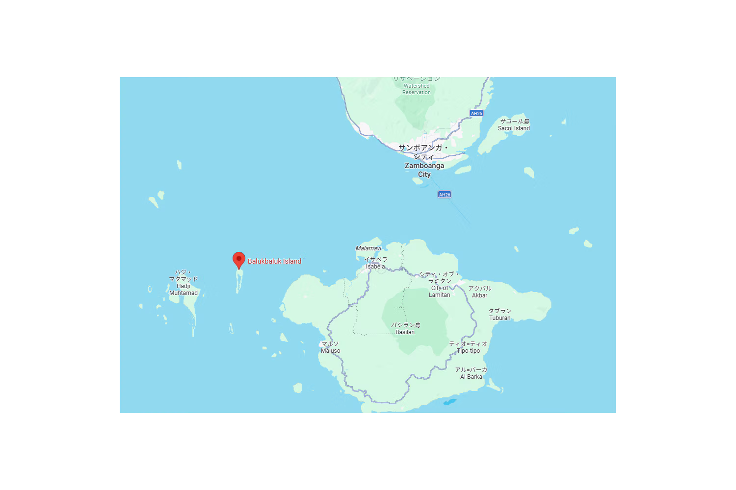 沈没現場付近の略図