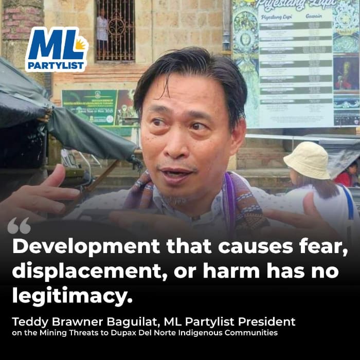 デュパックスデルノルテ町の探査事業に反対を表明しているバギラット前下院議員=同前議員のフェイスブックページより