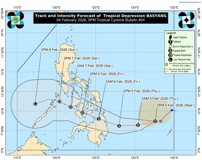 熱帯低気圧バシャンの進路予想図
