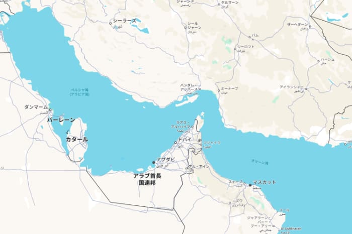 ペルシャ湾とホルムズ海峡周辺図