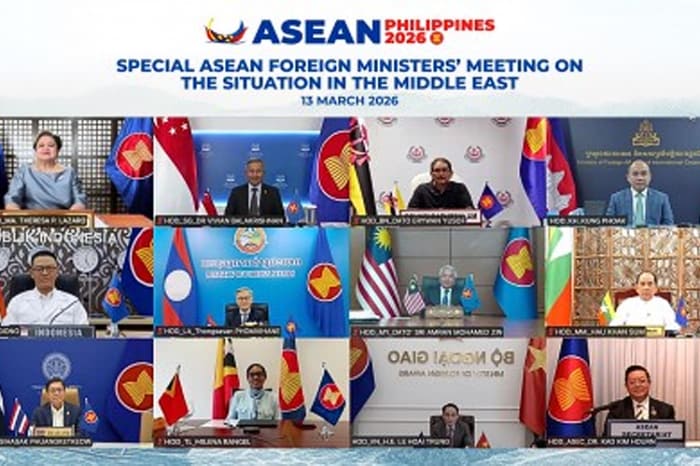 ASEAN特別外相会議のスクリーンショット