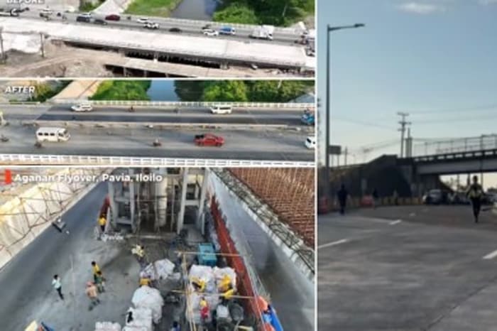 パンパンガ州マバラカットのスタ・イネス・アトル・ボラバイパス道路(右)、トゥガナイ橋の北行き車線(左上)、イロイロ州パビアのアガナン高架橋(左下)