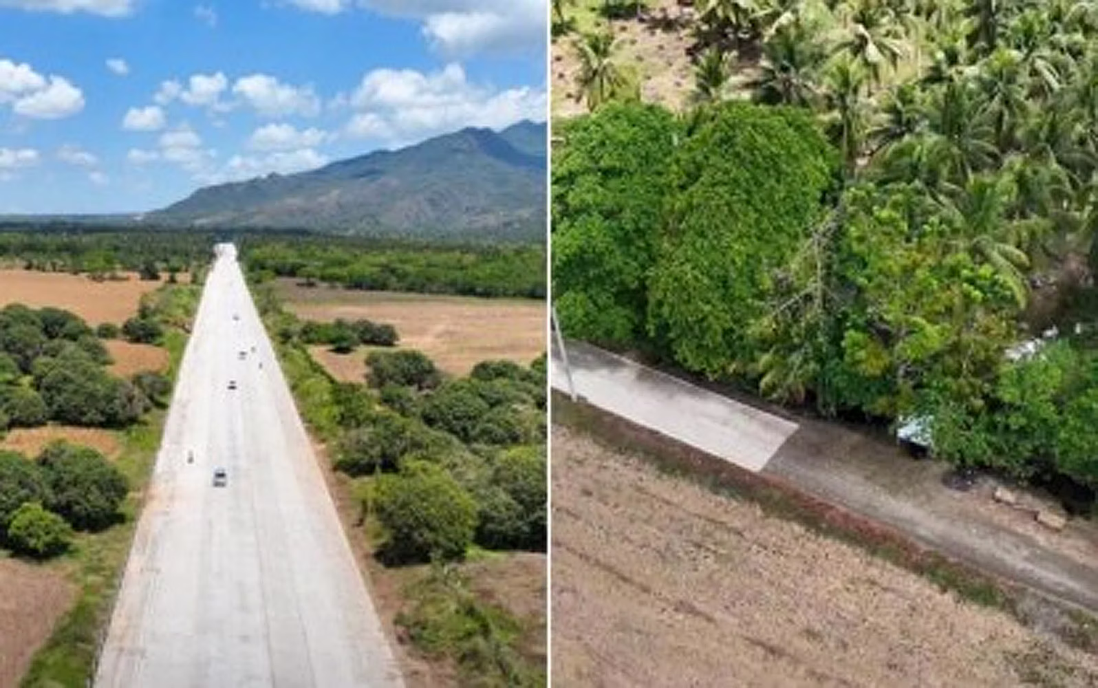 （左）バタンガス州リパ市に新しく開通したリパ・パドレ・ガルシア・バイパス道路。