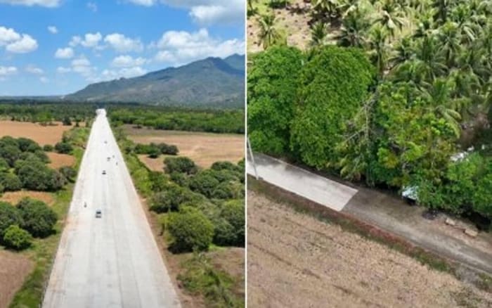(左)バタンガス州リパ市に新しく開通したリパ・パドレ・ガルシア・バイパス道路。