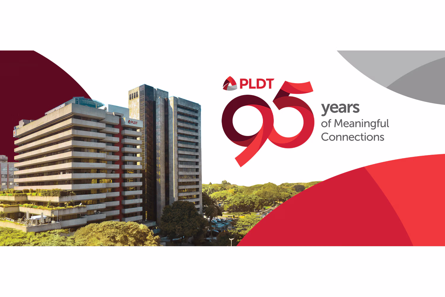 ＰＬＤＴ本社と95周年ロゴマーク