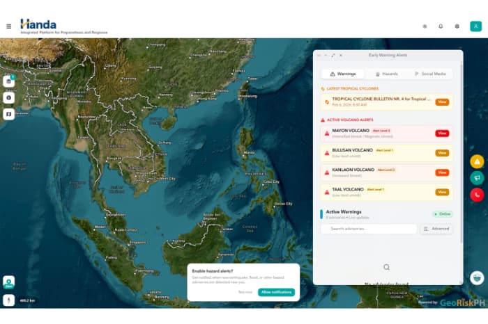 科学技術省の災害情報統合プラットフォーム「Handa」