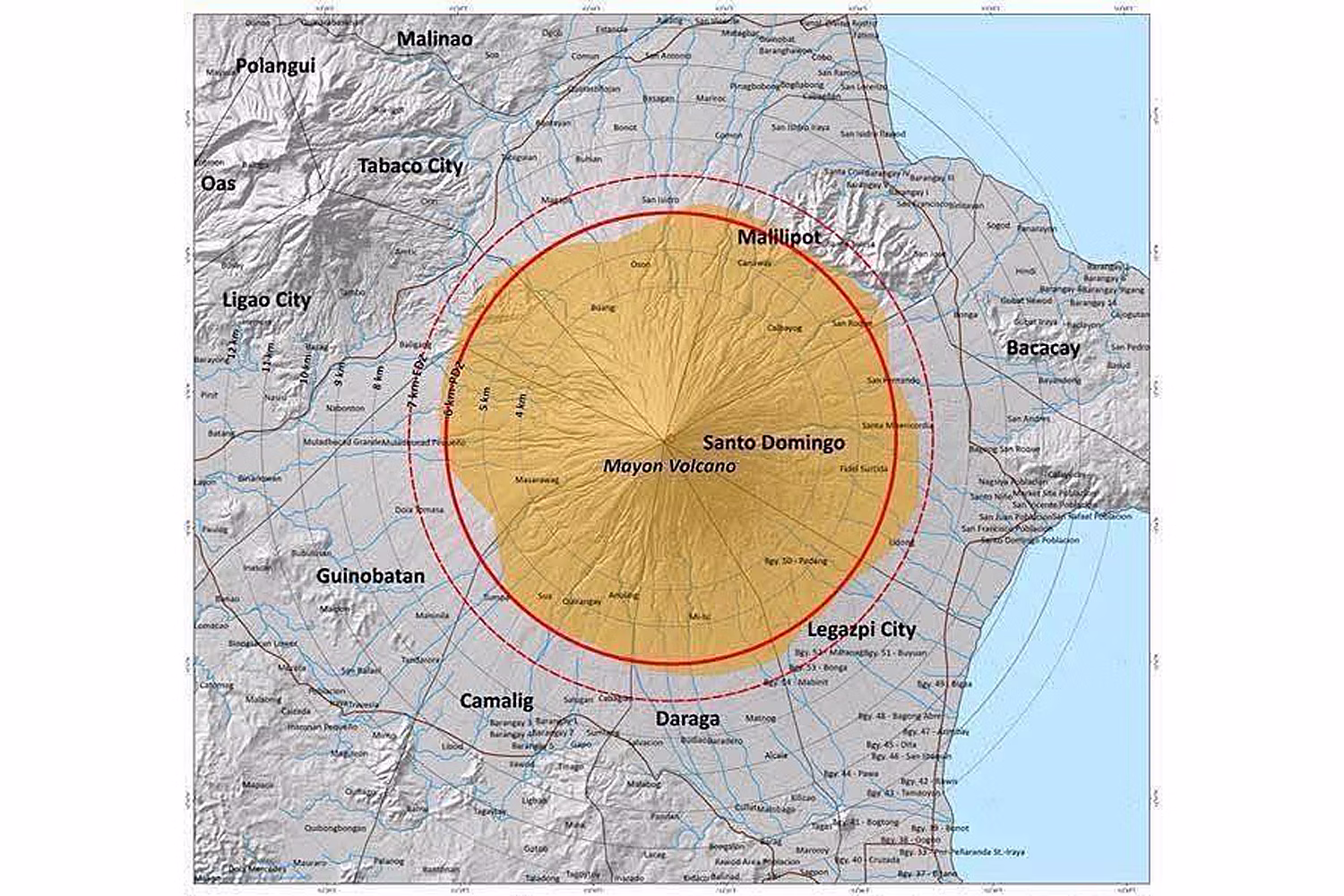マヨン山の立ち入り禁止区域