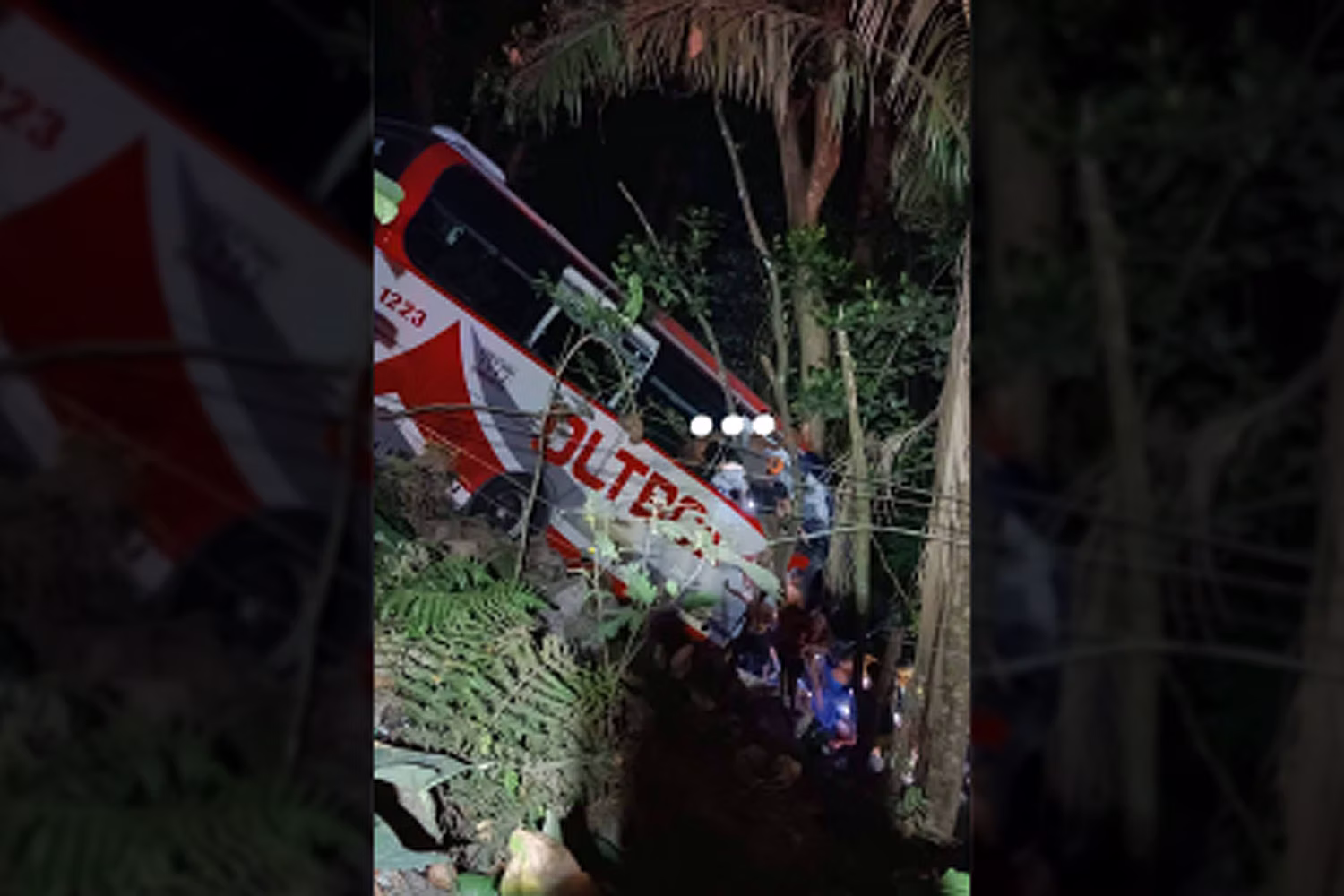 ケソン州パグビラオの国道沿いの谷に転落したバス