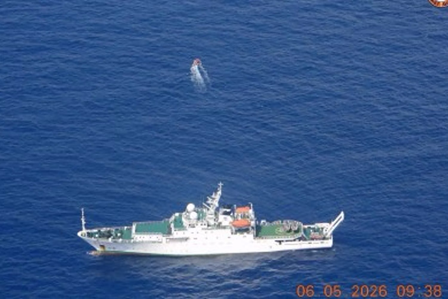 カラヤアン諸島海域で確認された中国の海洋調査船