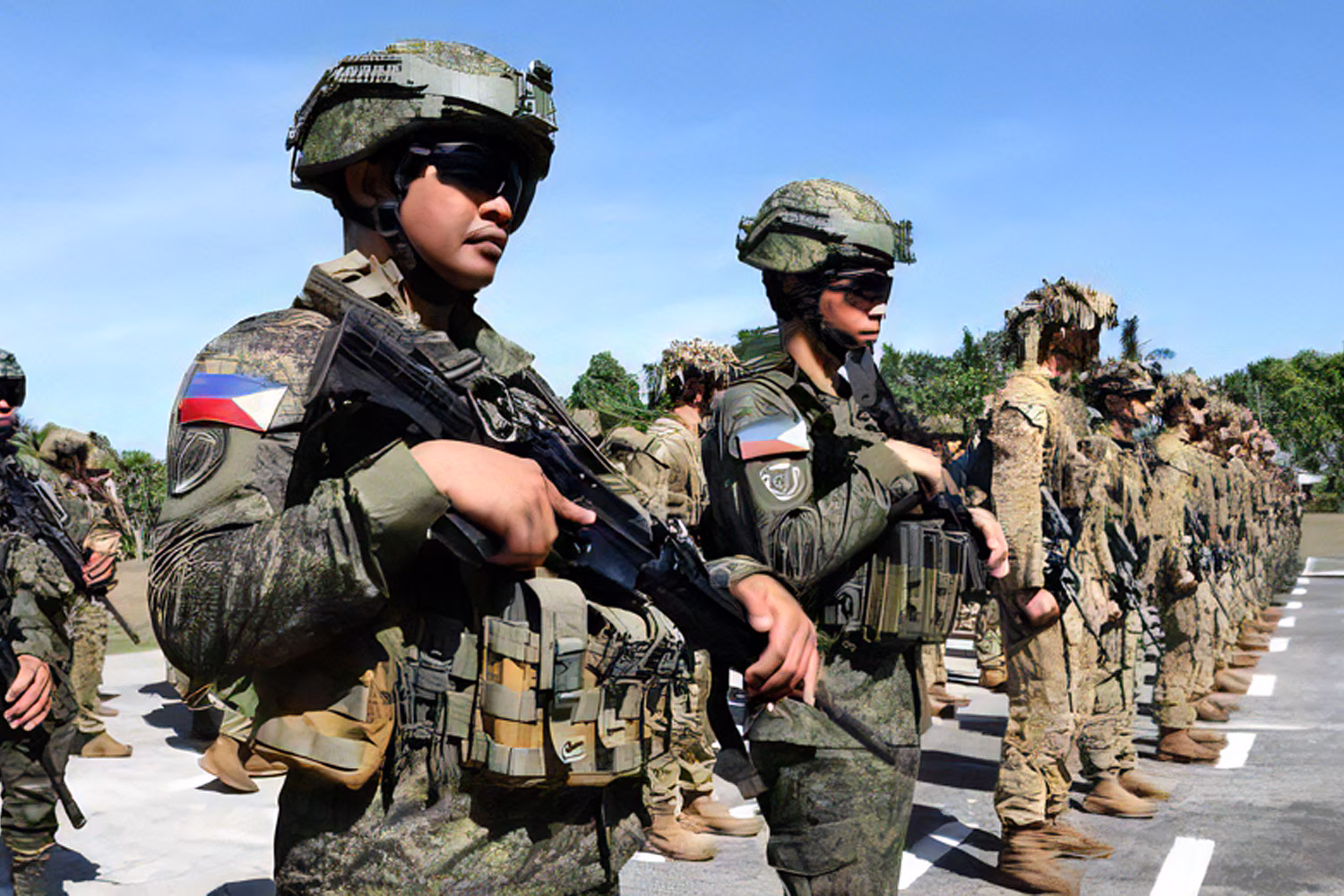 比豪合同軍事演習「カサンガ」の開会式に臨む比豪両軍兵士