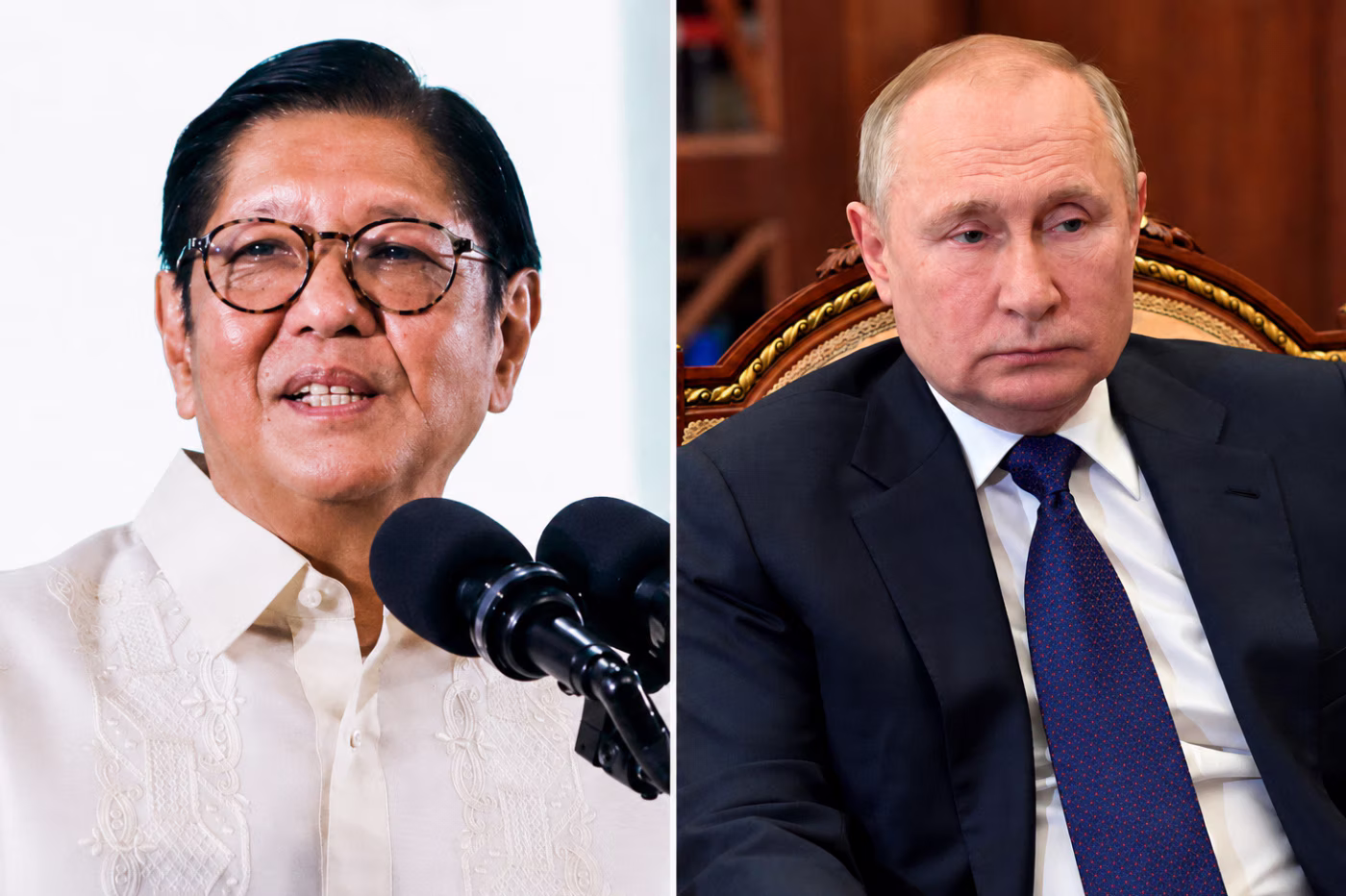 マルコス氏（左）とプーチン氏（右）