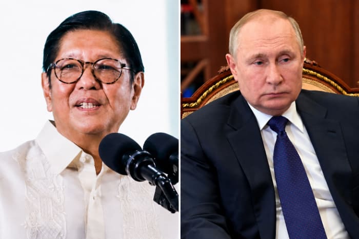 マルコス氏(左)とプーチン氏(右)