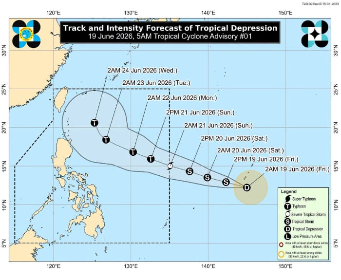 熱低の進路予想図