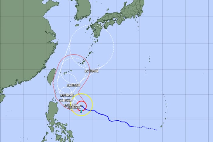 台風７号の予想進路図