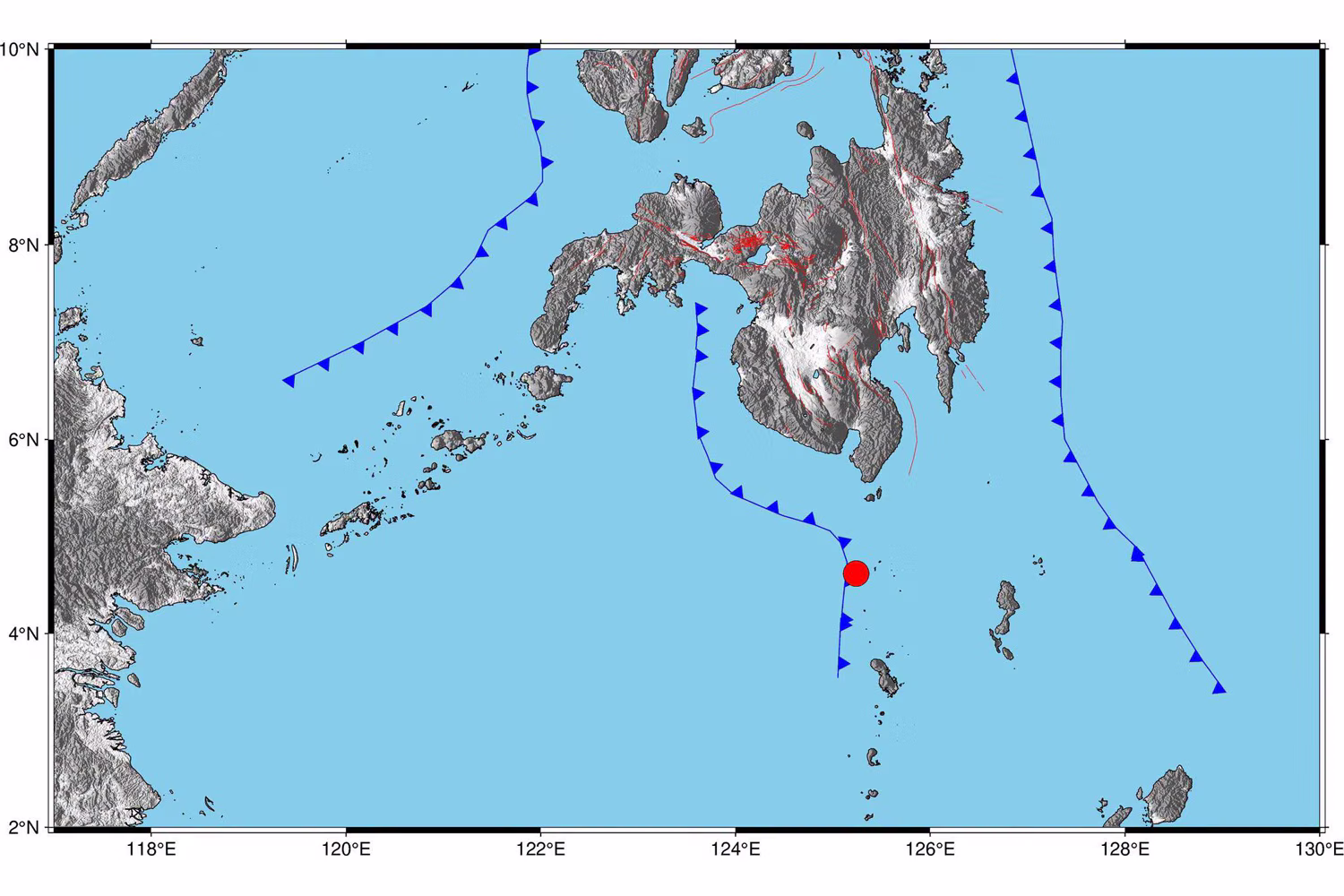 Ｍ６・６の地震の震源地