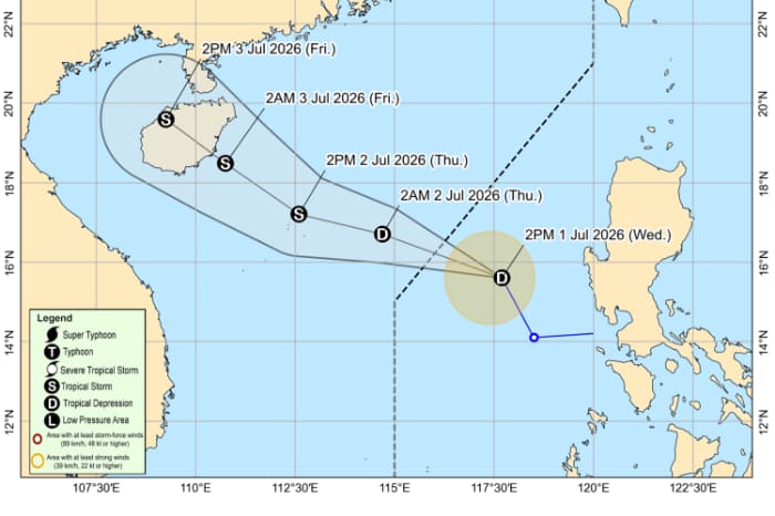 熱低ヘンリーの進路図