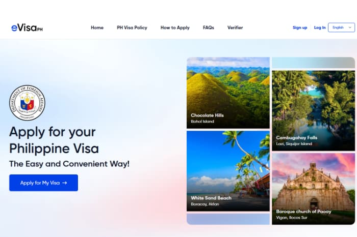 evisa.gov.phのウェブサイト