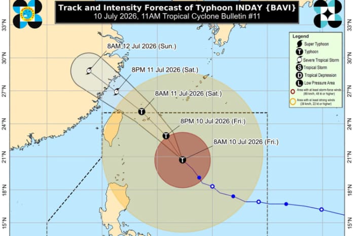 台風9号の進路予想図