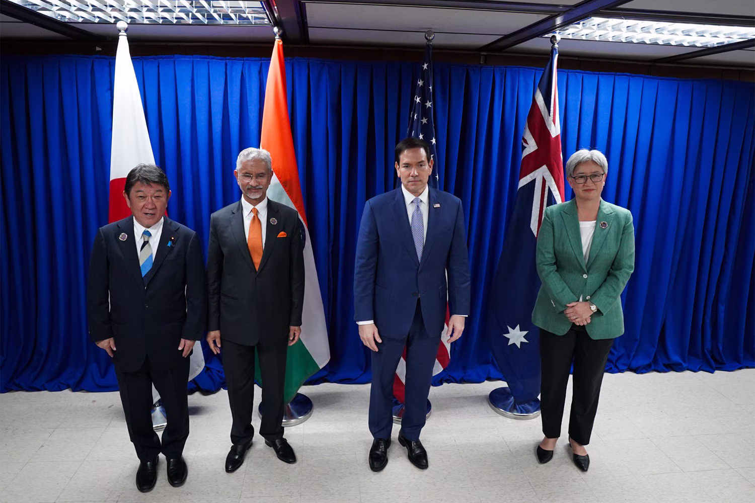 ＡＳＥＡＮ会合で比を訪れたルビオ米国務長官（右から２人目）らクアッド各国外相