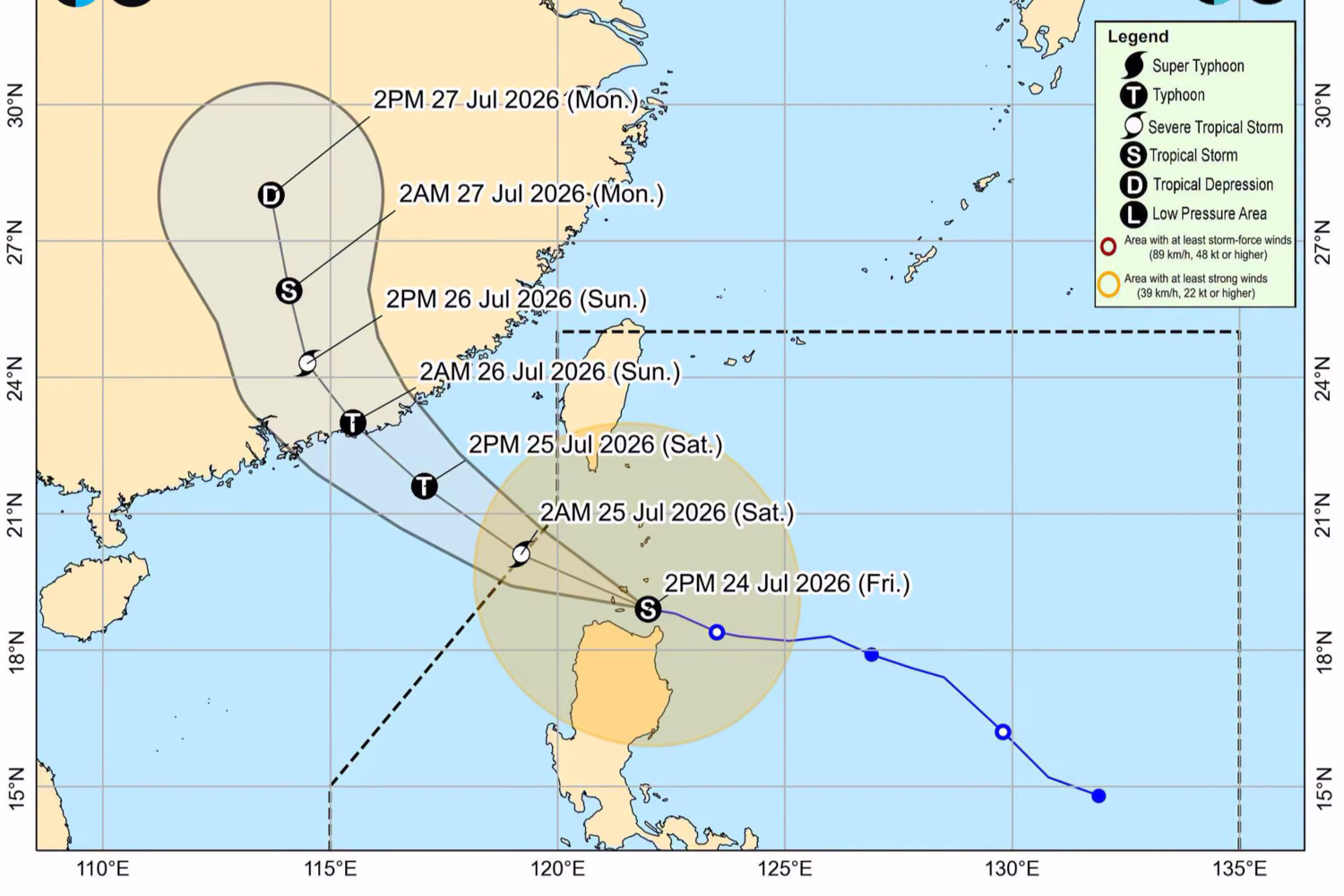 台風12号の進路予想図