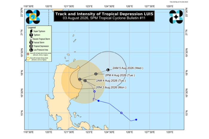 熱帯低気圧ルイスの進路予想図