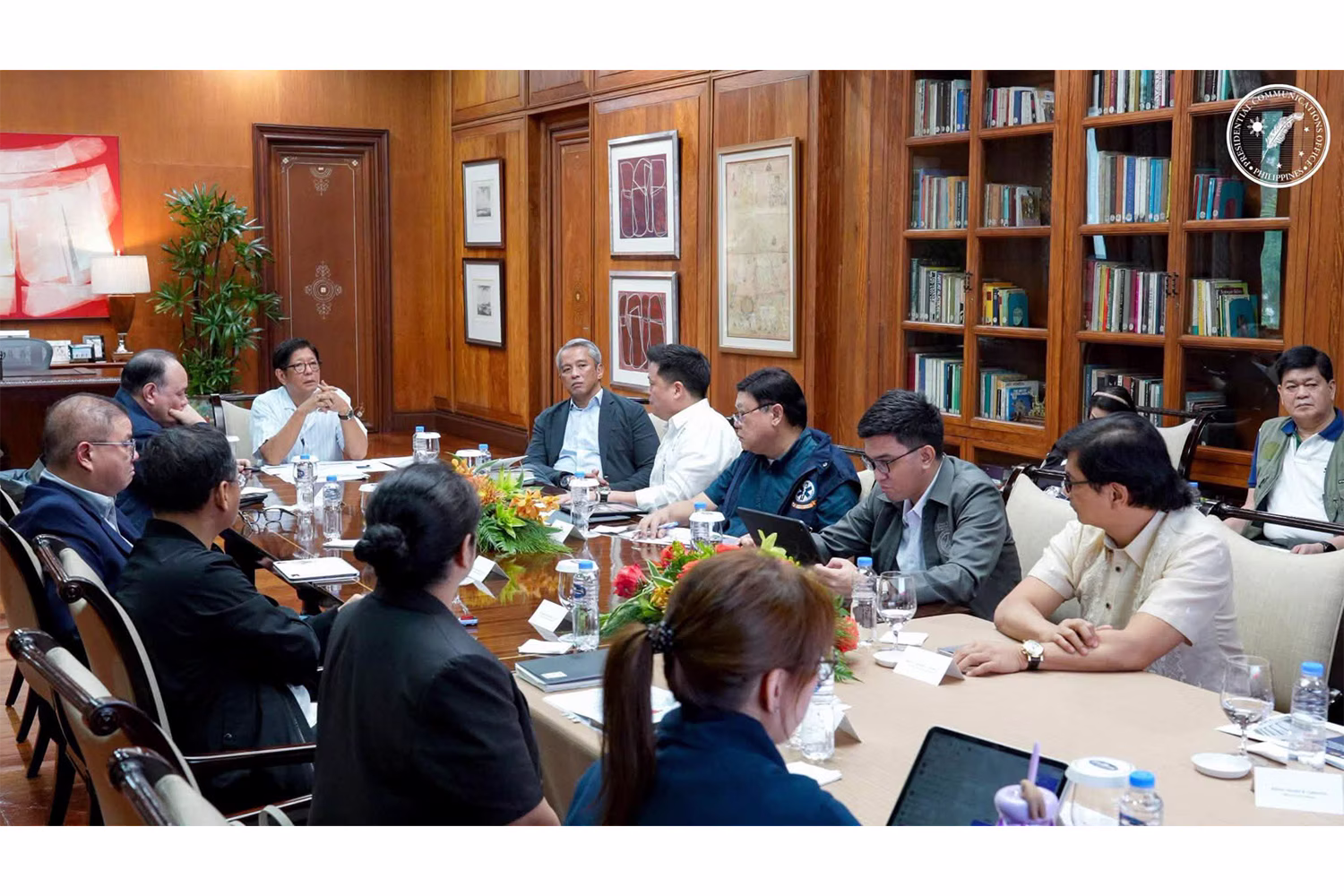 President Ferdinand Marcos Jr meets Cabinet members and heads of concerned agencies over the flood situation in Central Luzon. Presidential Communications Office