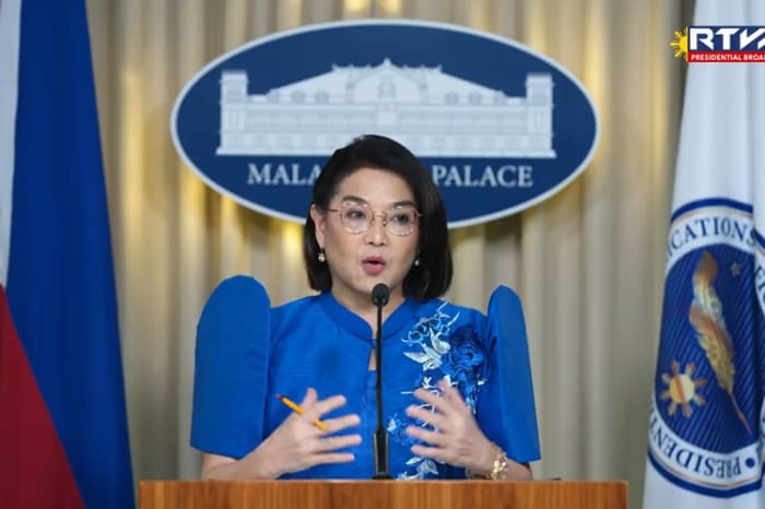 会見するカストロ大統領報道官