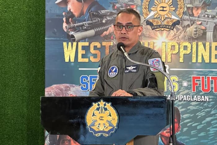 Col. Alvin Jay Capinguian, Philippine Air Force (PAF) spokesman, answered questions during the press conference on Tuesday. Robina Asido/PHS